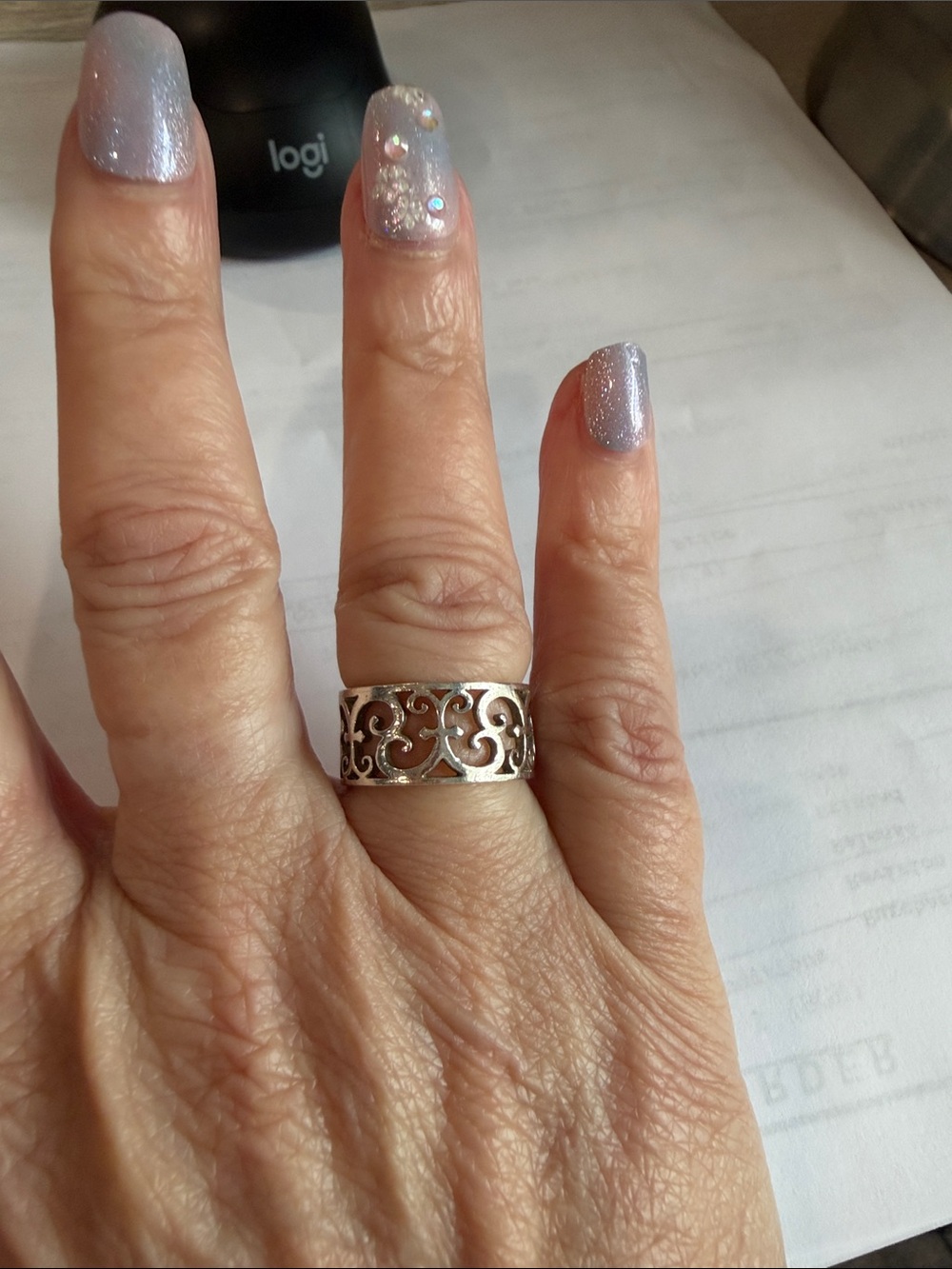 Tiffany Sterling Silver Filigree Band Ring - Silver